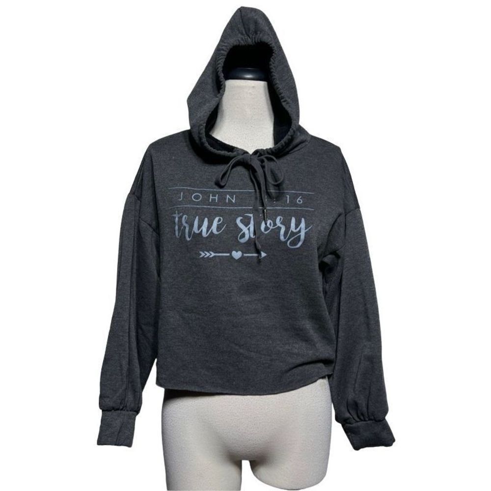 Altar'd State John 3:16 Gray Cropped Hoodie Size Small